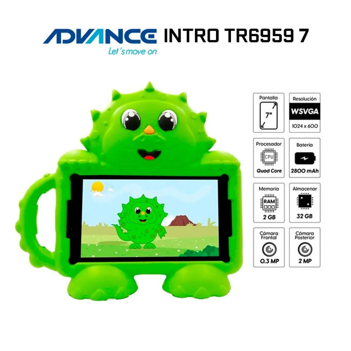 ADVANCE - Tablet Advance Intro TR6959 7 IPS 1024x600 Android 12 32GB 2GB RAM Wi-Fi - VERDE