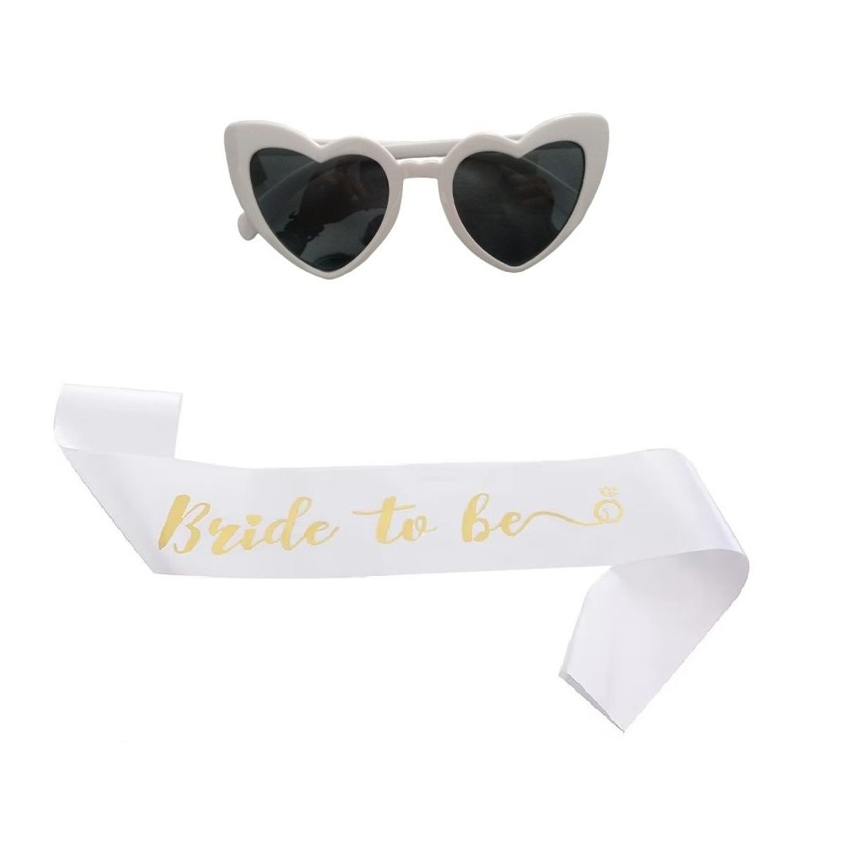 GENERICO - Set banda y lentes corazón novia despedida de soltera bride