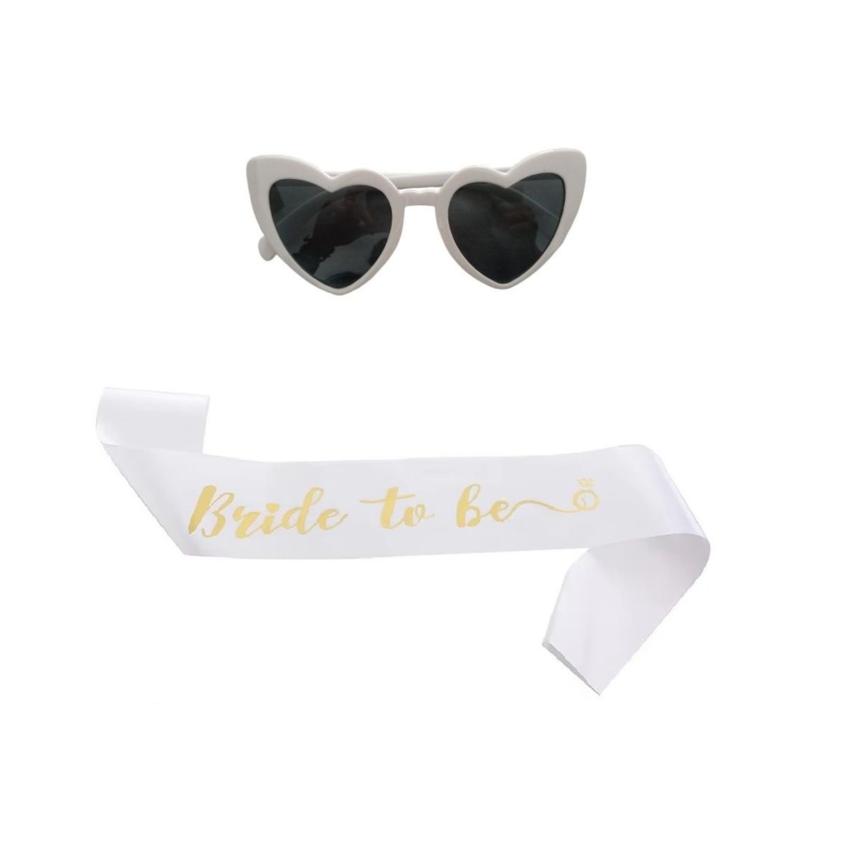 GENERICO - Set banda y lentes corazón novia despedida de soltera bride