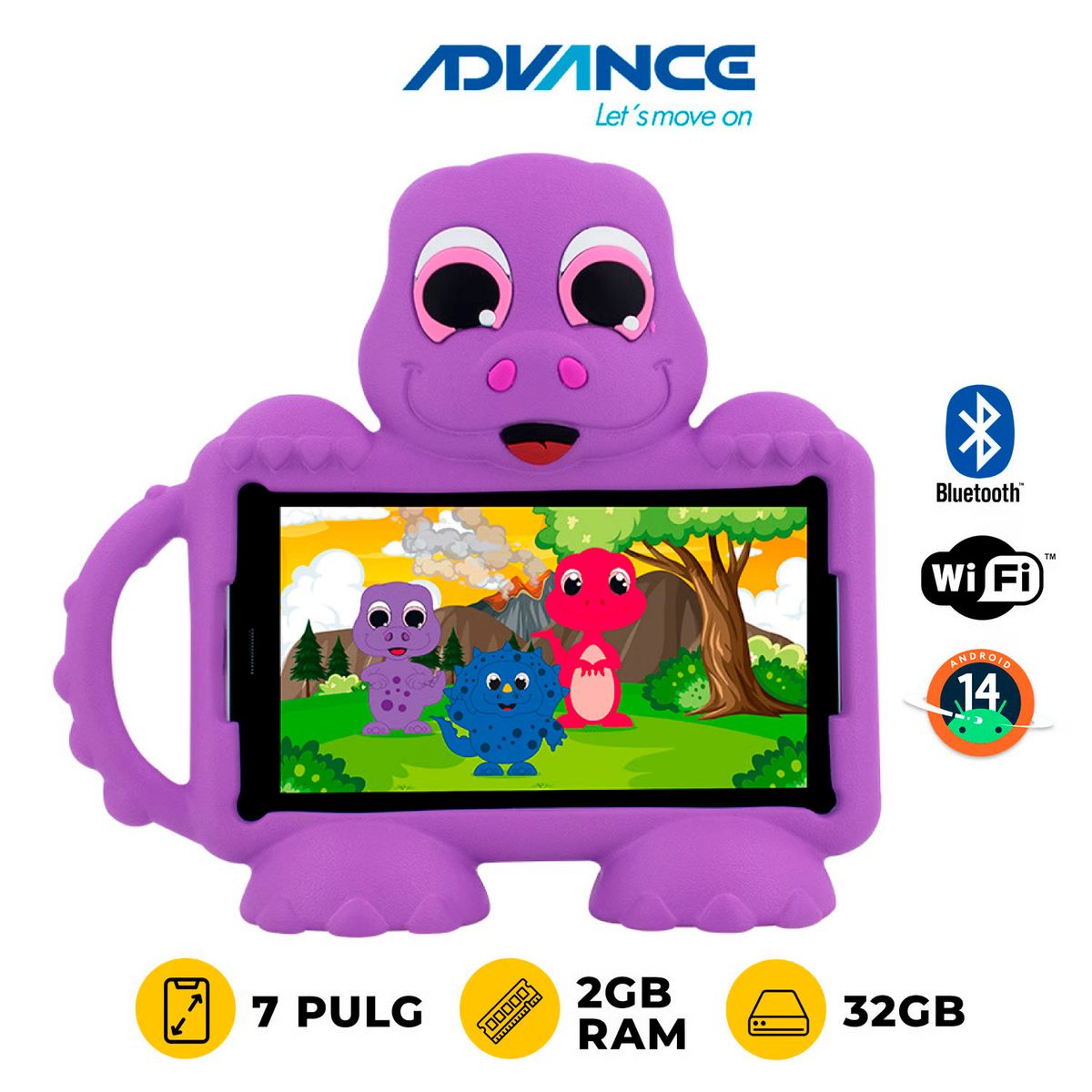 ADVANCE - Tablet Advance Intro TR8990, 7" IPS 1024x600, Android 14 Go, 4G, Dual SIM, 32GB, RAM 2GB.