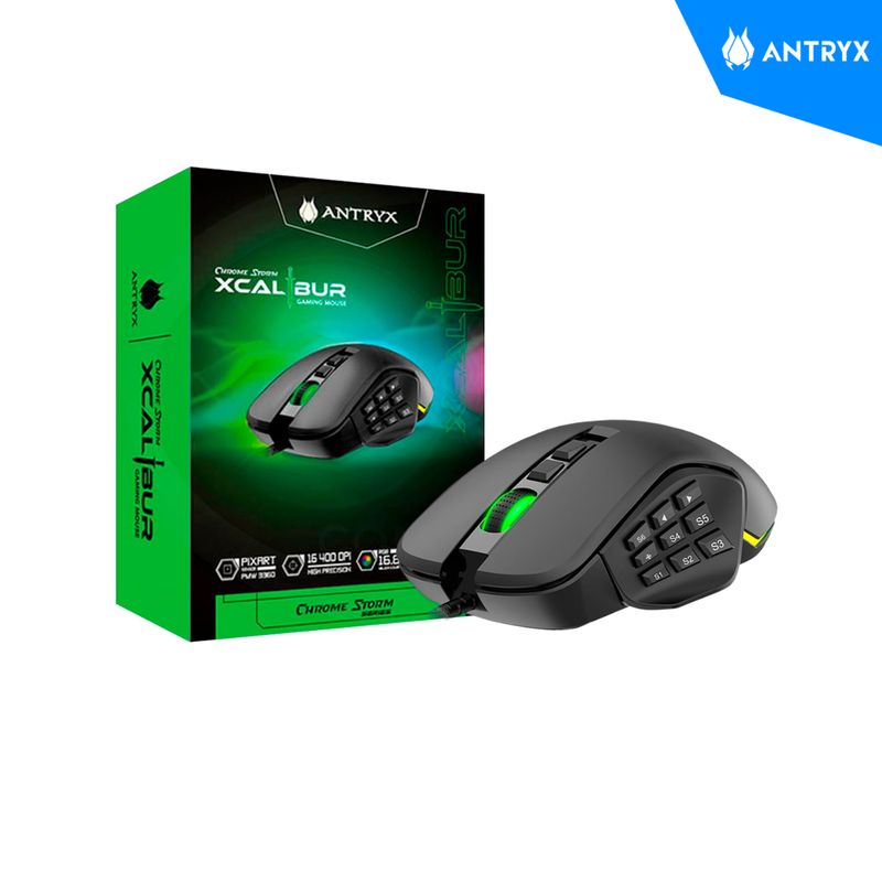 ANTRYX - MOUSE GAMING ANTRYX CHROME XTREME STORM XCALIBUR 16,400 DPI RGB