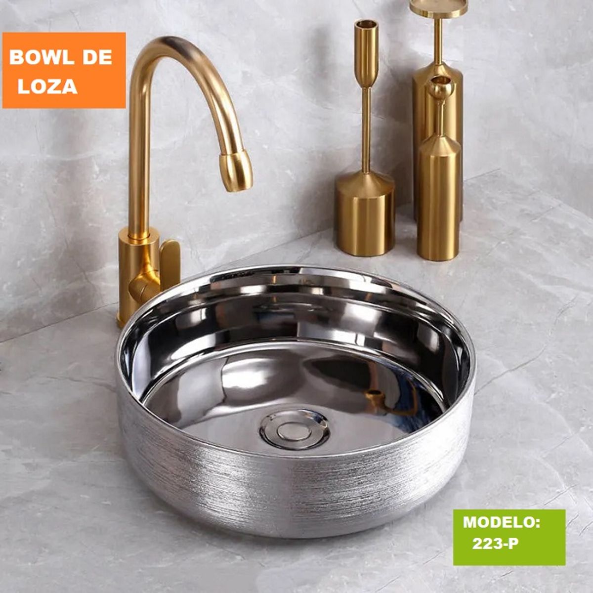 FRATELLI - BOWL  OVALIN DE LOZA CRICULAR PLATEADO  223-P