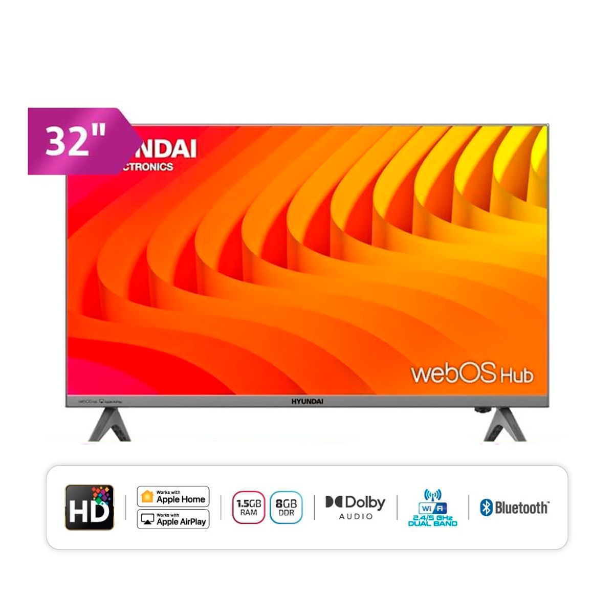 HYUNDAI - Televisor Hyundai Smart HD 32 WebOS Hub HYLED3256WIM Nuevo Modelo - Gris