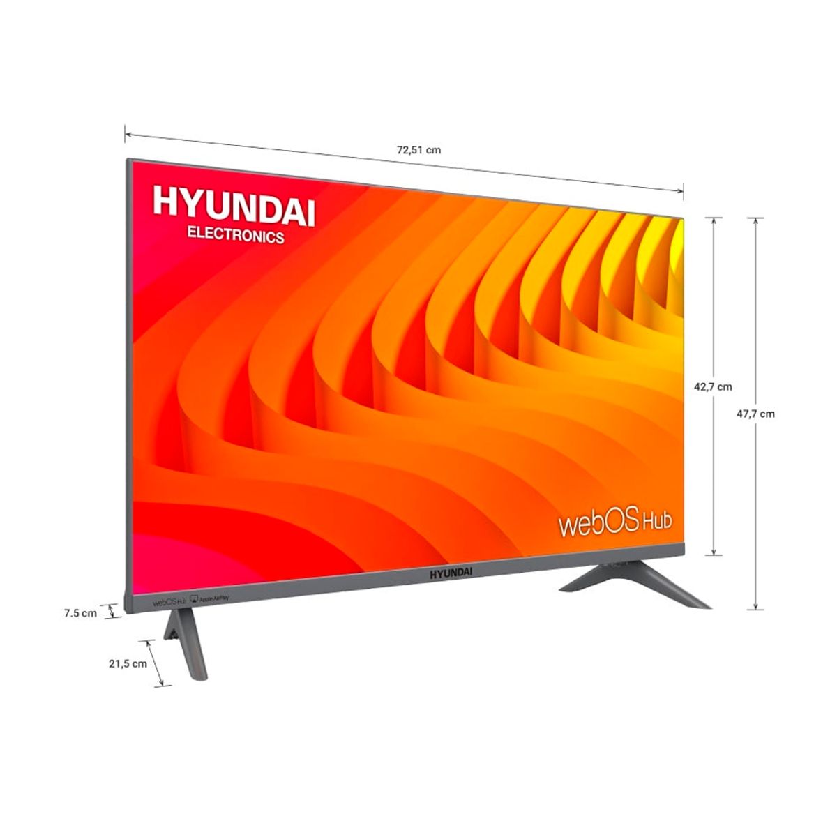 HYUNDAI - Televisor Hyundai Smart HD 32 WebOS Hub HYLED3256WIM Nuevo Modelo - Gris
