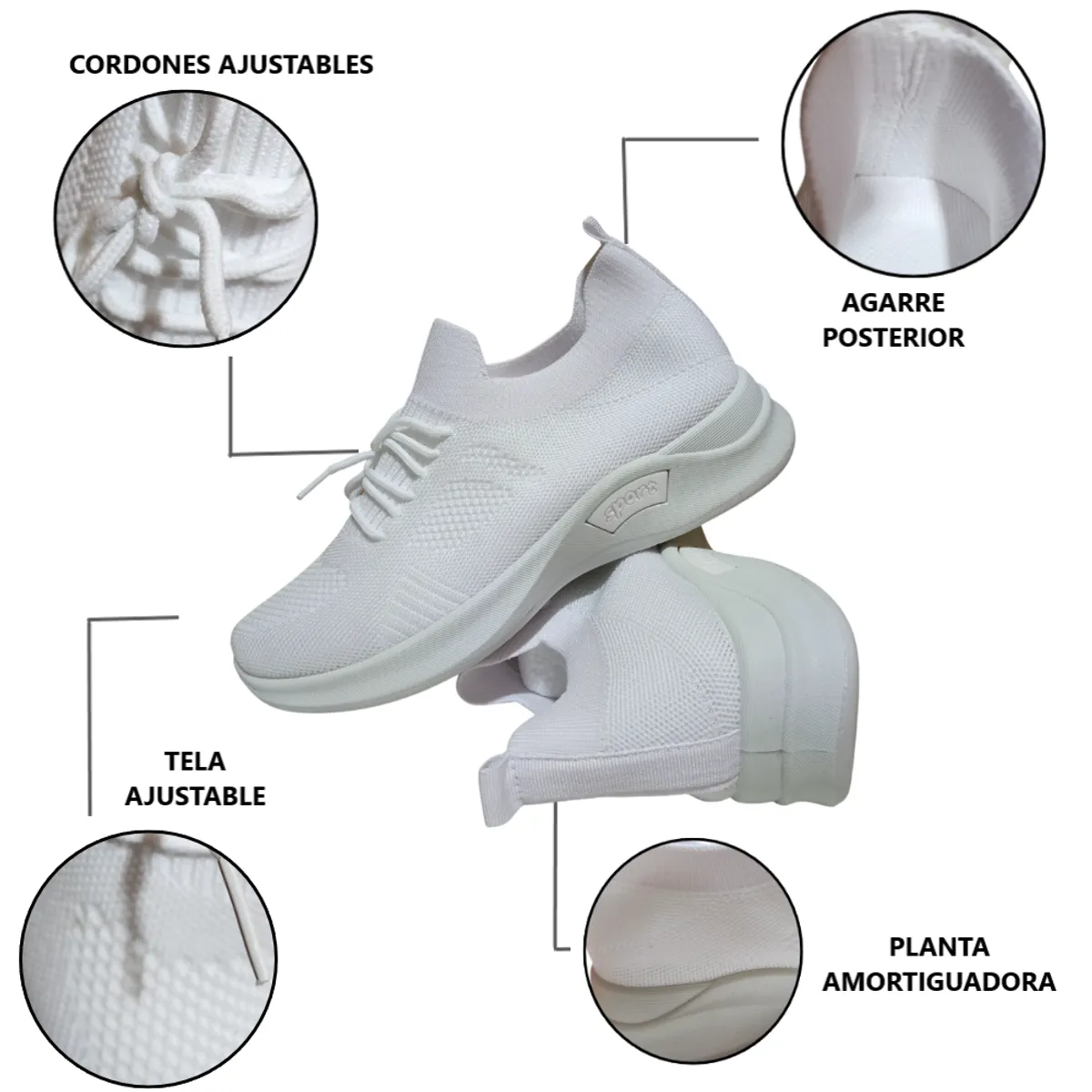 GENERICO - Zapatillas Deportivas Blancas para Mujer