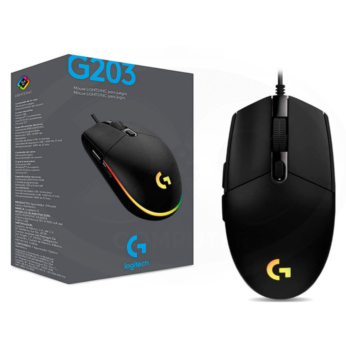LOGITECH - MOUSE GAMING LOGITECH G203 LIGHTSYNC RGB BLACK