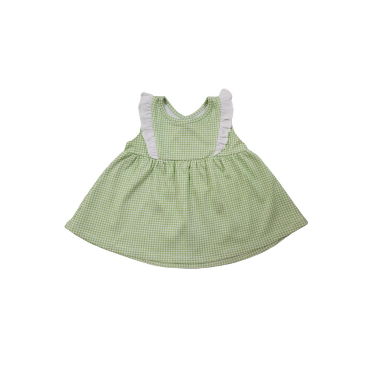WAWA PIMA - VESTIDO MINI CUADRIVERDE PARA BEBE NIÑA 100%  ALGODÓN PIMA