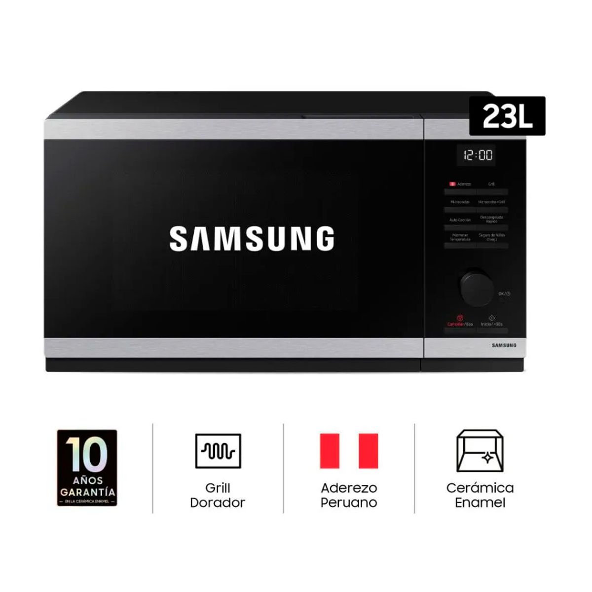 SAMSUNG - Horno Microondas Samsung con Grill MG23DG4524ATPE 23Lt 800W - Negro