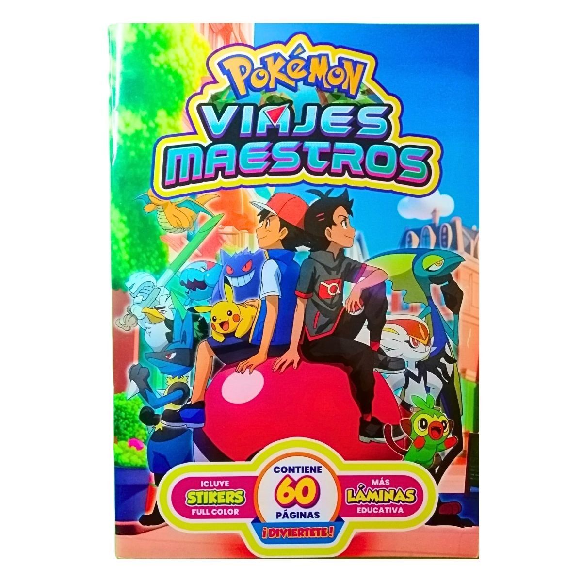 POKEMON - Libro para colorear - pokemon viajes maestros con 56 stickers incluidos
