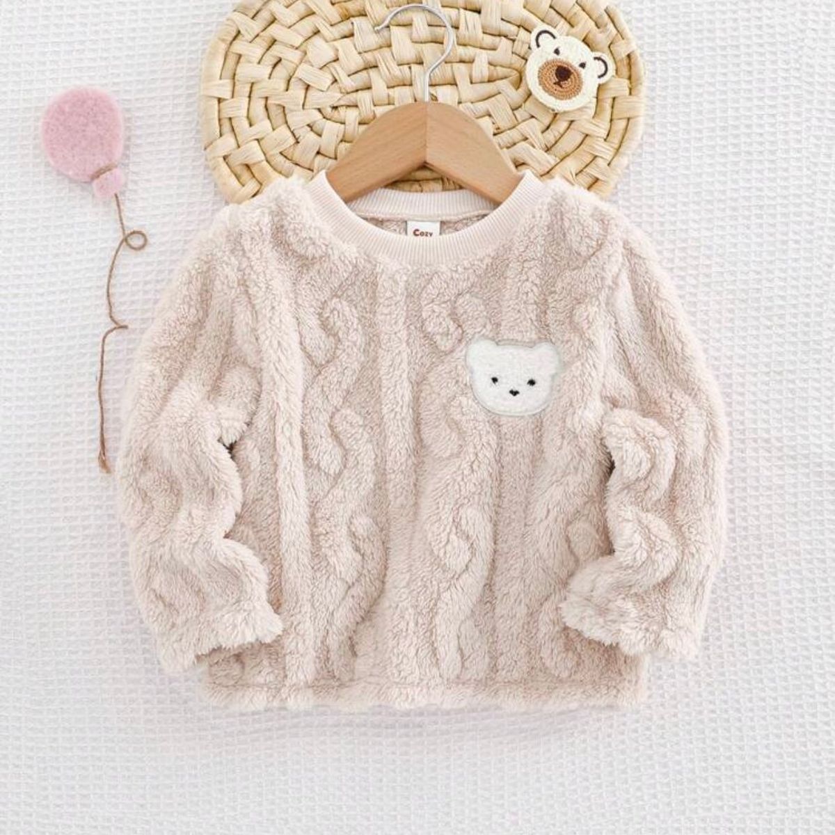 GENERICO - Cozy Pixies Sudadera de felpa con estampado de oso de peluche