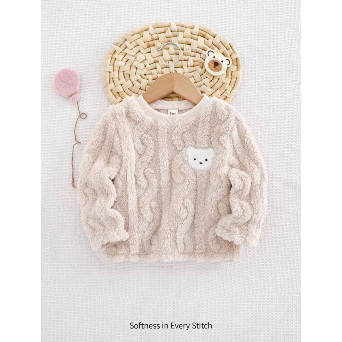 GENERICO - Cozy Pixies Sudadera de felpa con estampado de oso de peluche