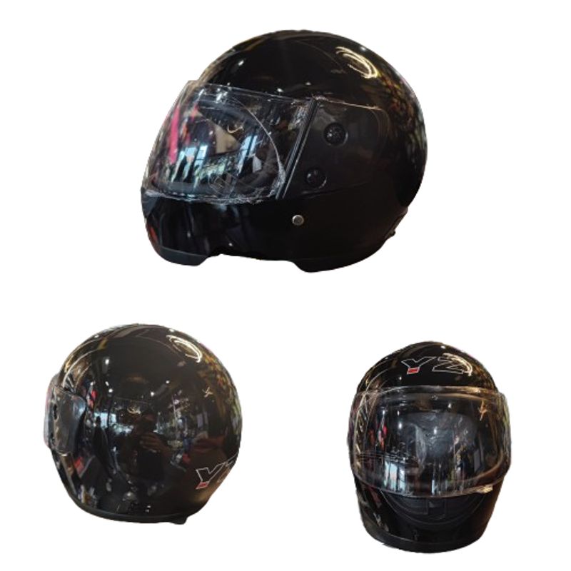 GENERICO - CASCO ECONOMICO NEGRO BRILLO TRANSPATENTE  YZ
