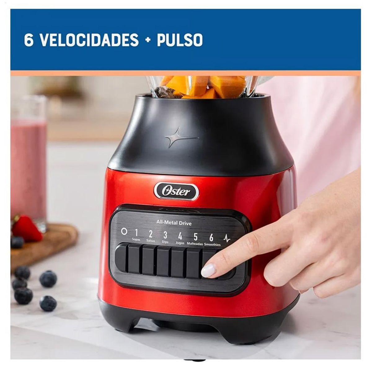 OSTER - Licuadora Oster con vaso de vidrio y 6 velocidades más pulso BLSTPEG-CPB