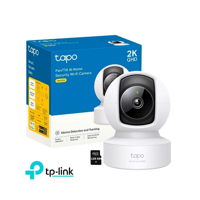 TP LINK - Cámara Seguridad Tapo C222 2K Audio Bidireccional Detecta llanto 128GB