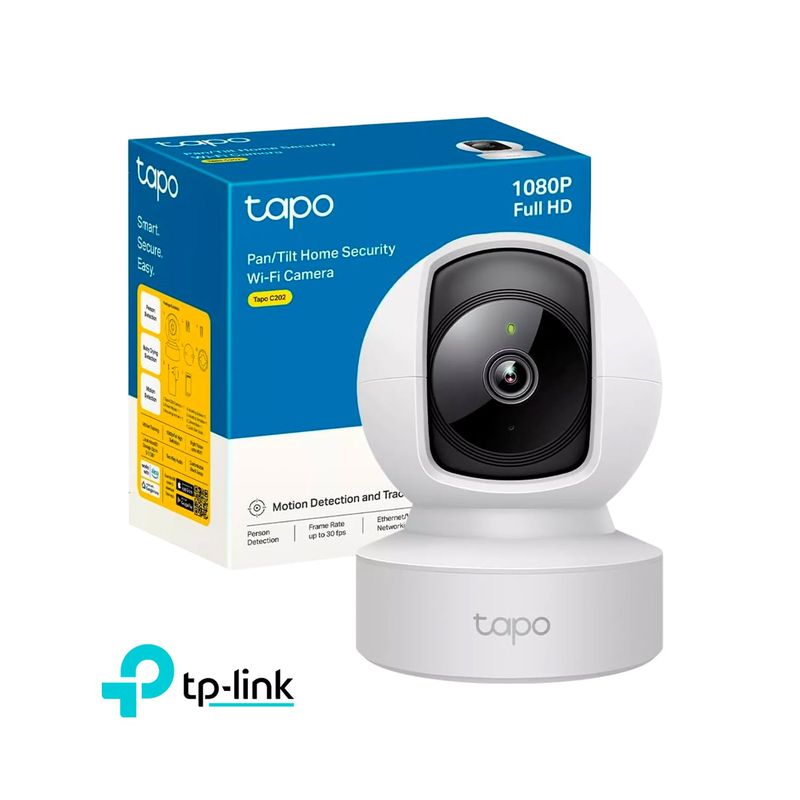 TP LINK - Cámara Seguridad Tapo C202 FHD Sonido Bidireccional 360 Alarma Luz