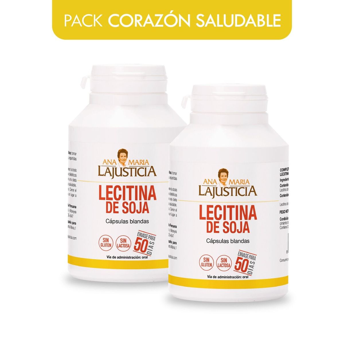 ANA MARIA LAJUSTICIA - PACK CORAZON SALUDABLE  2 LECITINA DE SOJA  300 cápsulas blandas c/u.
