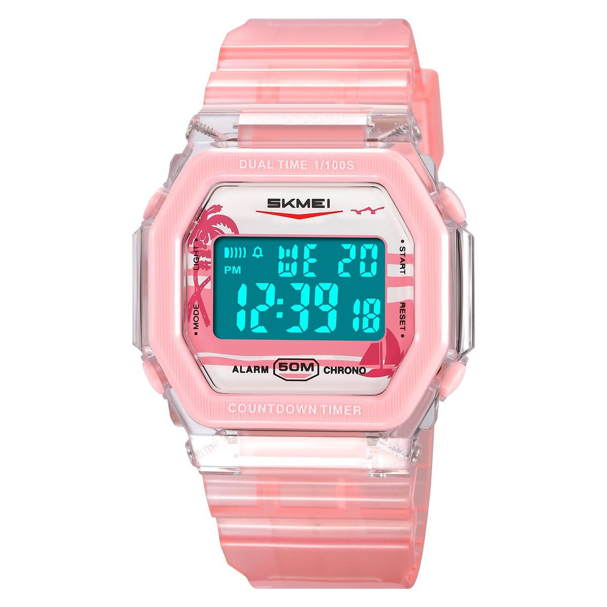 SKMEI - Reloj Skmei 2391 Rosado/Blanco Digital Correa Silicona