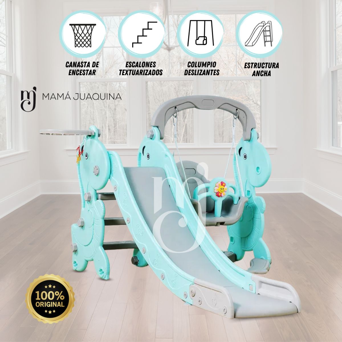 BABY KING - Tobogán para Niños «SUCARINE PLUS» con Columpio Sky Blue