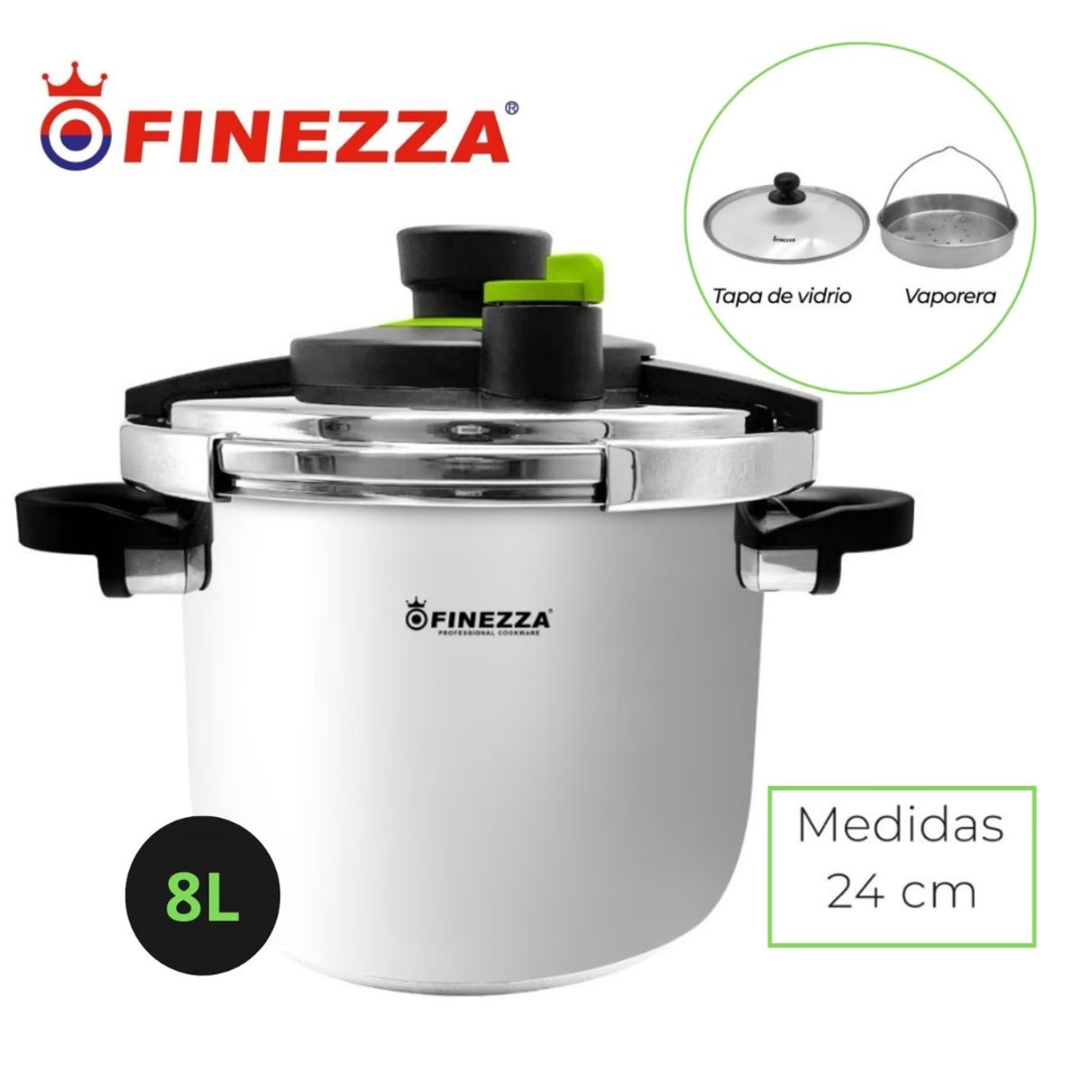 FINEZZA - OLLA A PRESIÓN DE 8LITROS EN ACERO INOXIDABLE FINEZZA