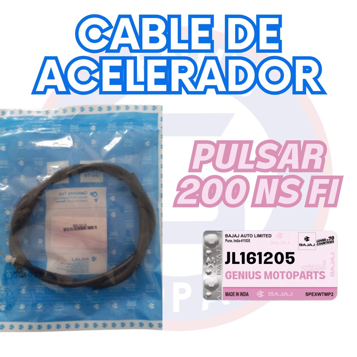 BAJAJ - CABLE DE ACELERADOR COMPLETO PULSAR 200 NS FI