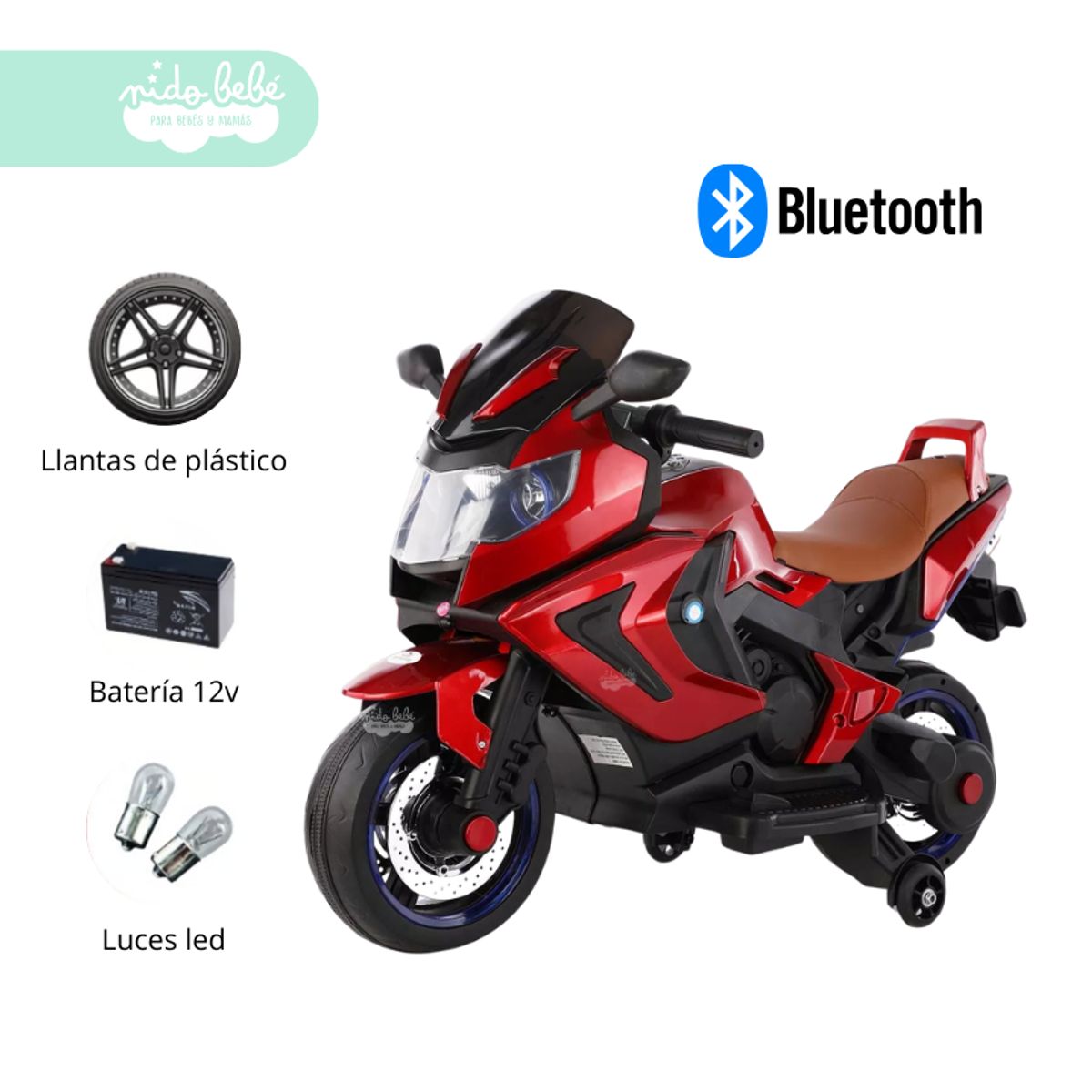 GENERICO - Moto a Bateria  Con Bluetooth Musical Police Red