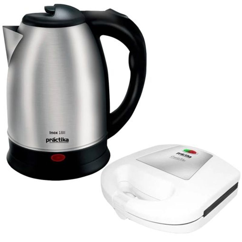 PRACTIKA - Hervidor Electrico 1.8L + Sandwichera 2 panes Practika