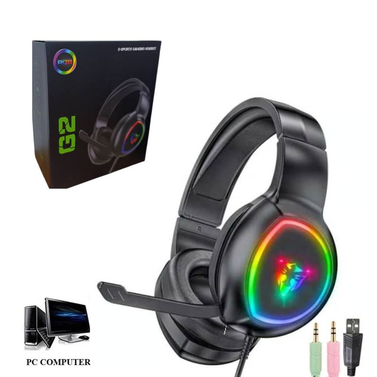 GENERICO - Audífono Gamer con Micrófono para Pc  Luz Led RGB