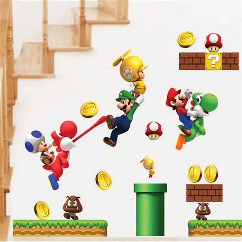 MARIO AND CO - Pegatinas de Mario Bros Decoración de Pared Muebles Mod C