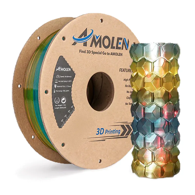 AMOLEN - Filamento Transparente PLA para impresora 3D Amarillo Verde Azul