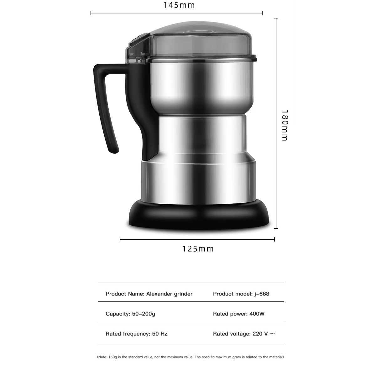 GENERICO - MOLINILLO ELÉCTRICO DE 8 ASPAS TRITURADOR DE CAFÉ Y GRANOS – GRINDER
