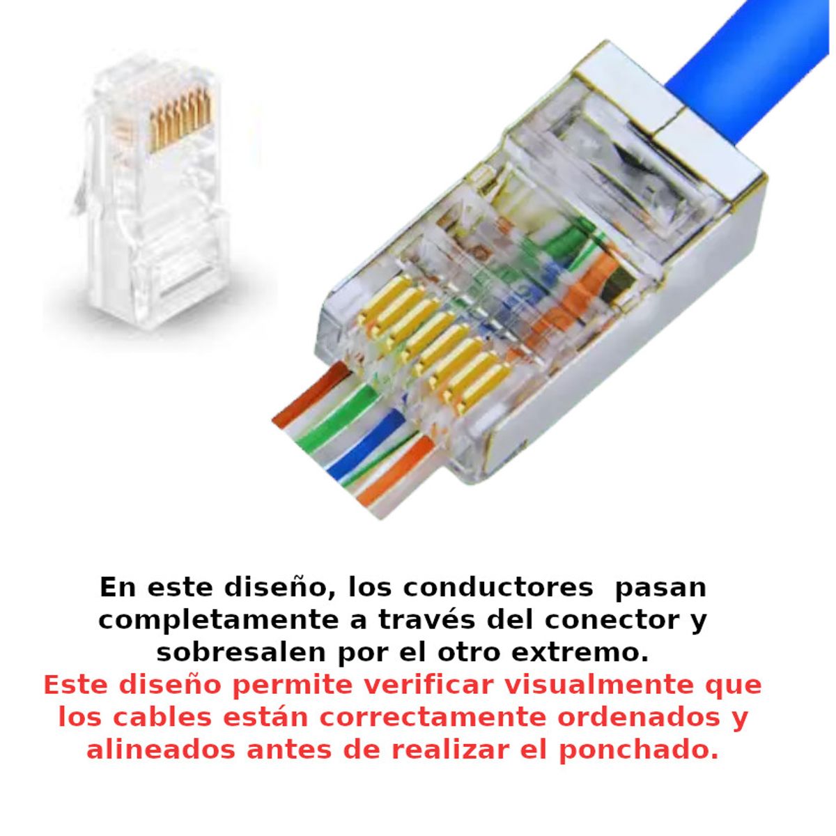 GENERICO - Conector Rj45 Para Cable Red Cat6 6e Pass Through - Lote 20 Pcs