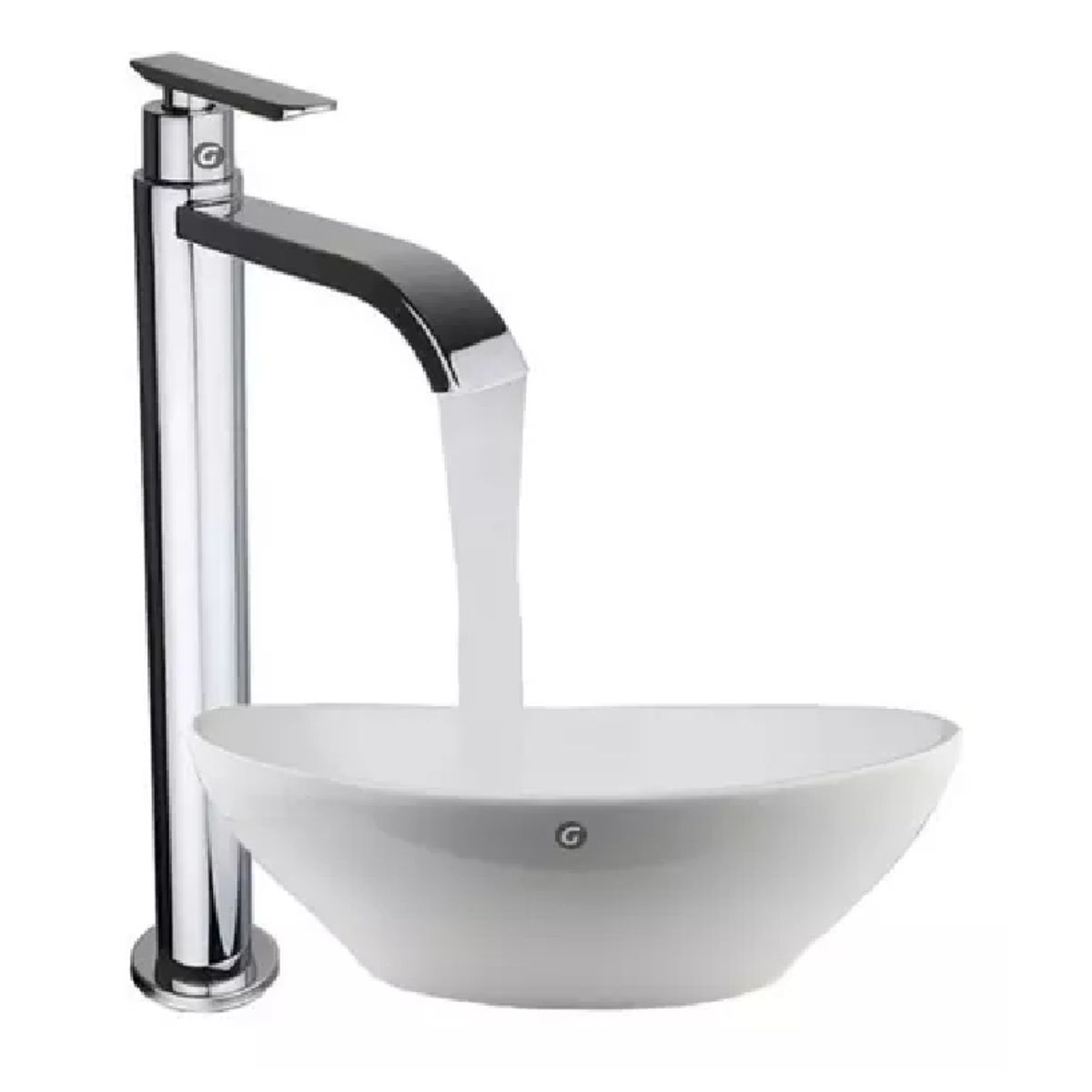 GENERICO - Griferia Alta para bowl Con Caída de agua friaTipo Cascada Acero brillante