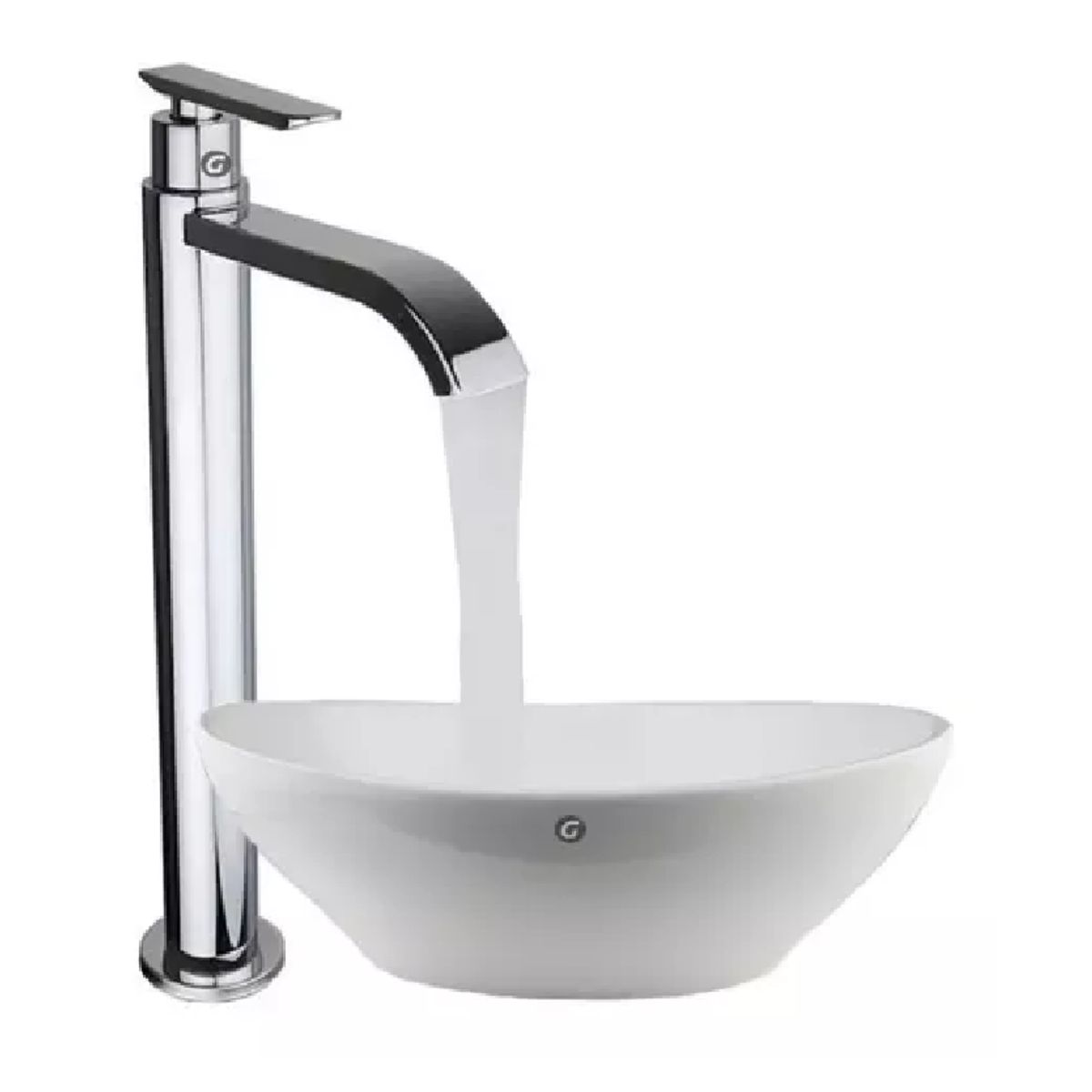 GENERICO - Griferia Alta para bowl Con Caída de agua friaTipo Cascada Acero brillante