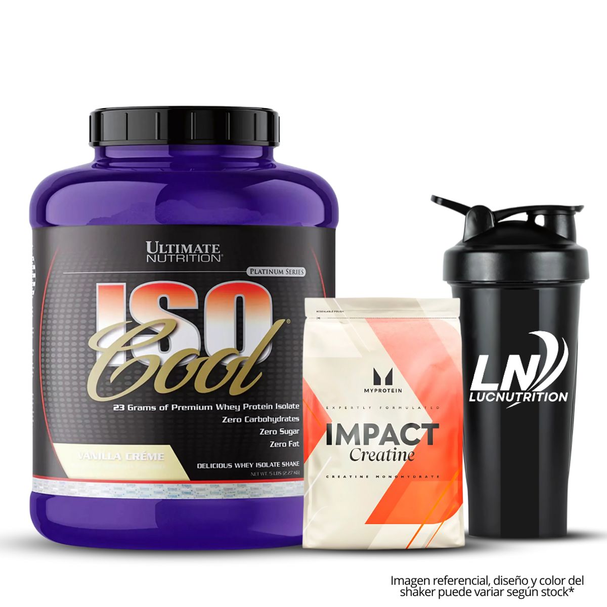 ULTIMATE NUTRITION - Iso Cool 5 LB vainilla Crema + Creatina Myprotein 250 g + shaker