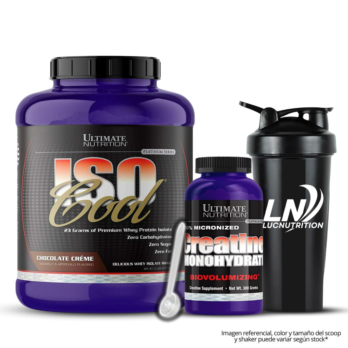 ULTIMATE NUTRITION - Iso Cool 5 LB chocolate + Creatina Ultimate Nutrition 300 g + Shaker