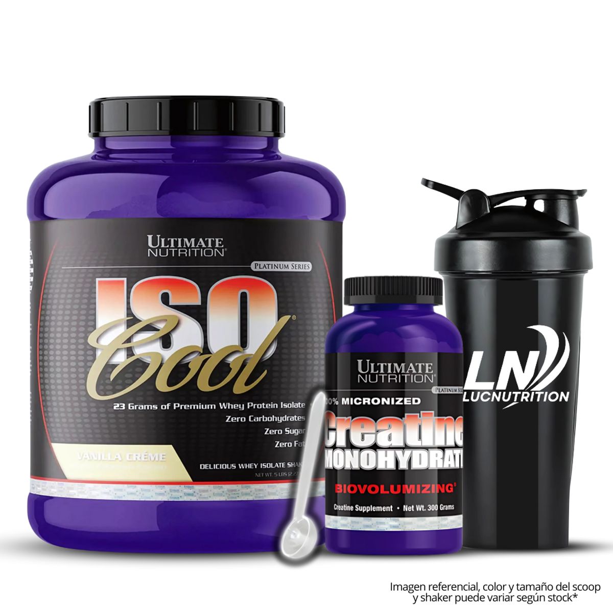 ULTIMATE NUTRITION - Iso Cool 5 LB vainilla + Creatina ultimate nutrition 300 g + Shaker