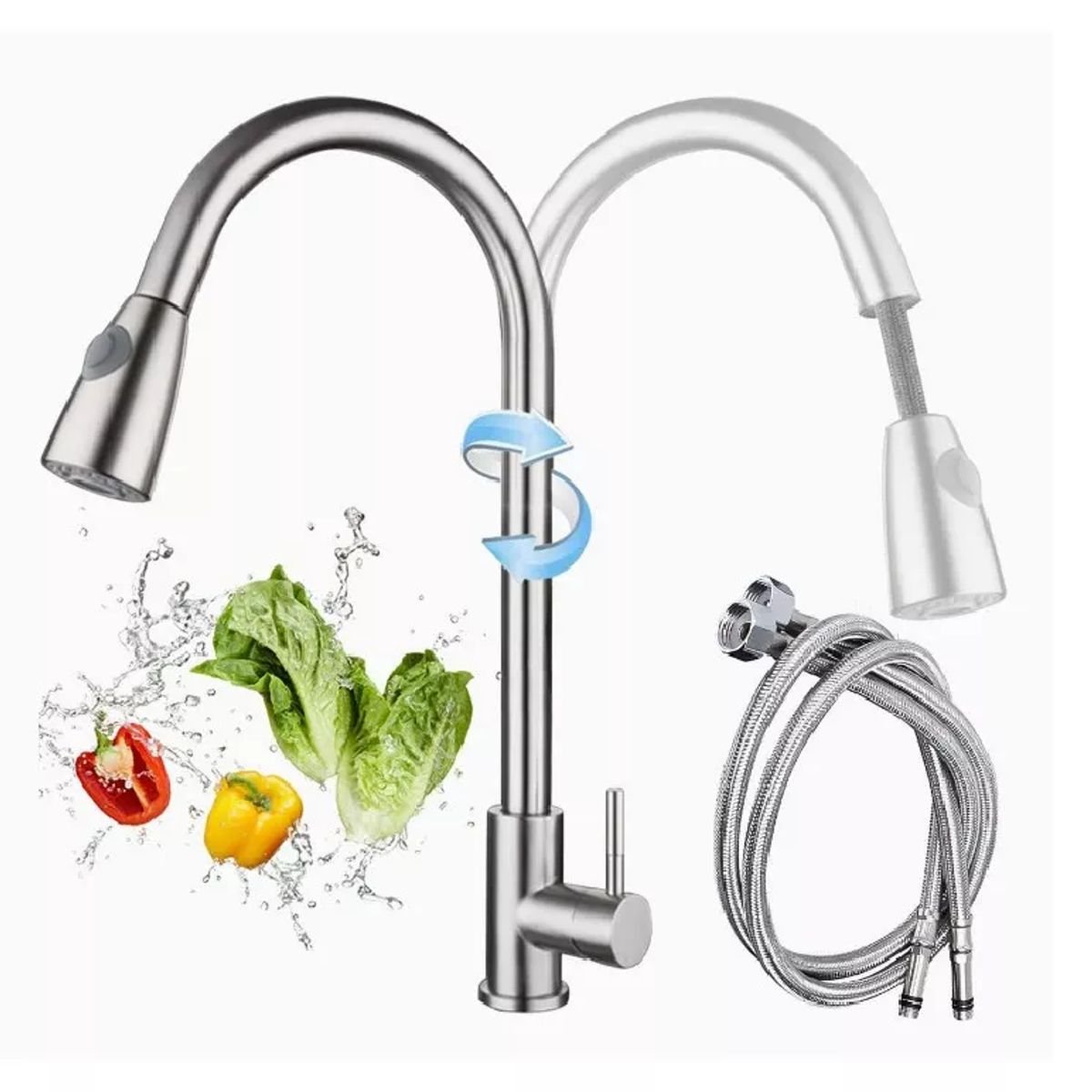 GENERICO - grifo Mezcladora Monocomando Extensible P/lavadero de  Cocina Acero Inox