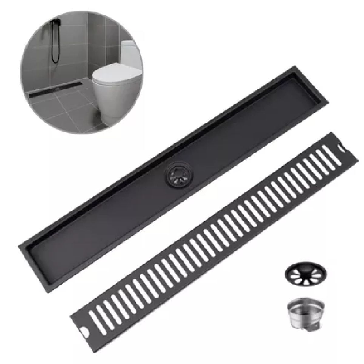 GENERICO - Rejilla sumidero De Drenaje de 60cm Anti olor  acero black