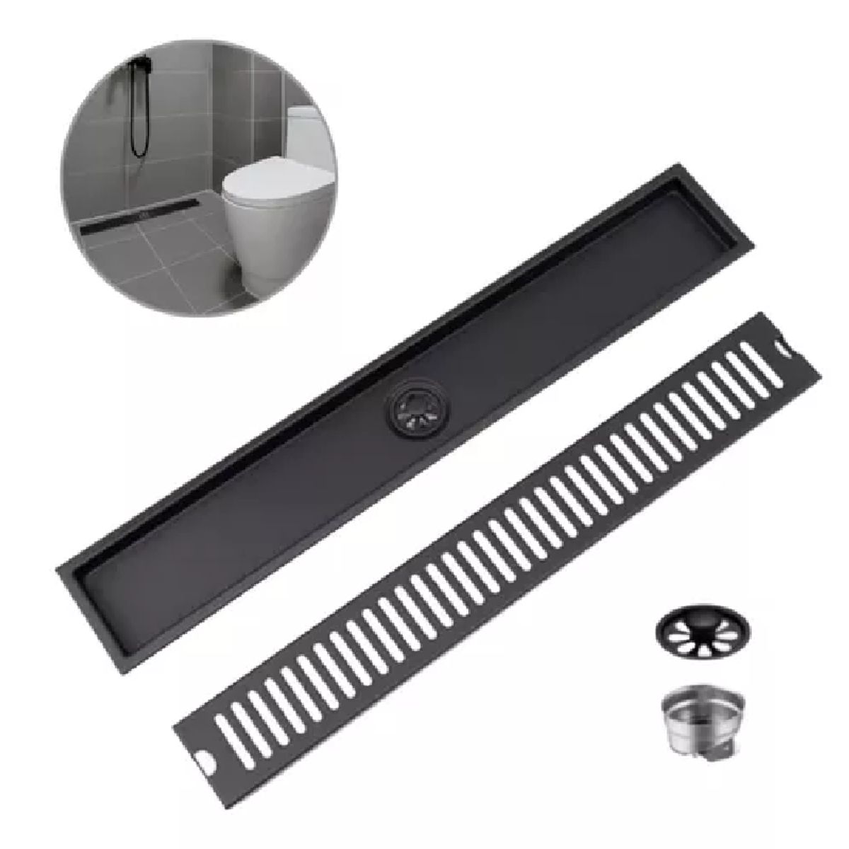 GENERICO - Rejilla sumidero De Drenaje de 60cm Anti olor  acero black