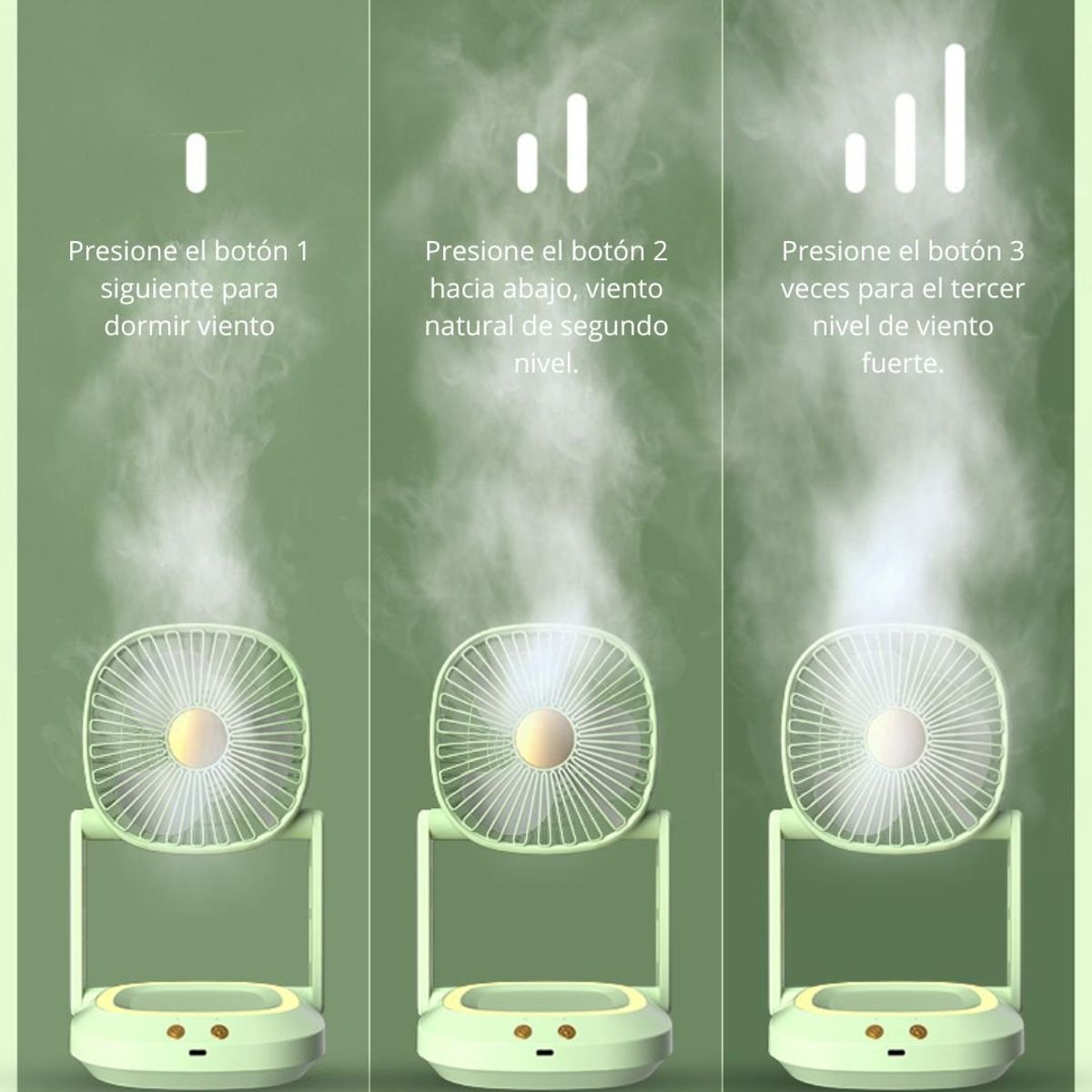 GENERICO - Ventilador Portatil de Escritorio y Pared con Luz Led Recargable XHS03