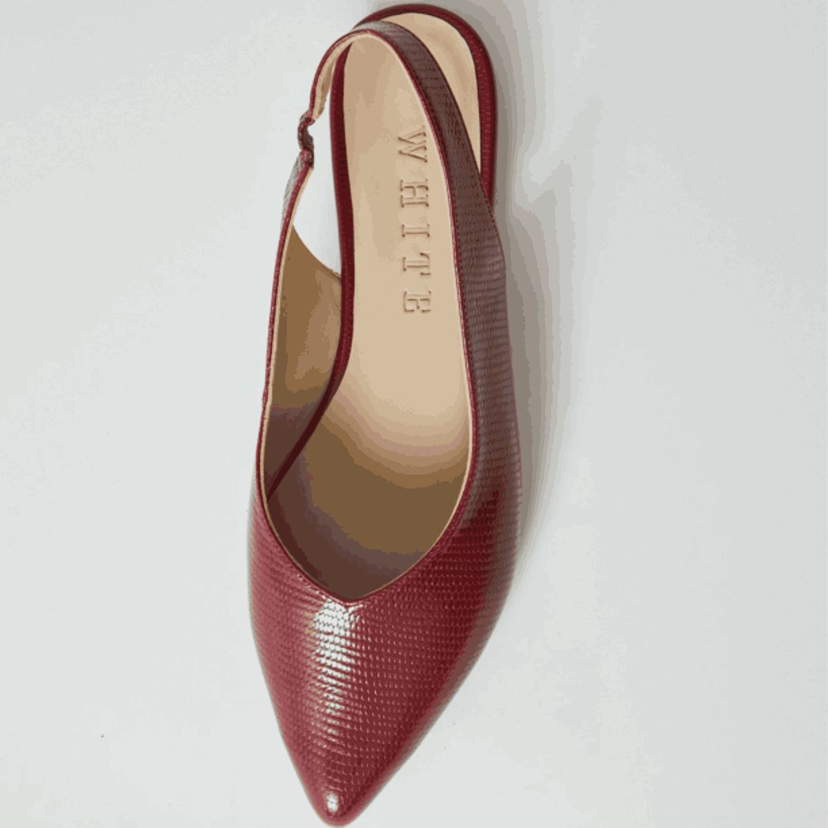 WHITE - Slingback Loli de cuero cherry red