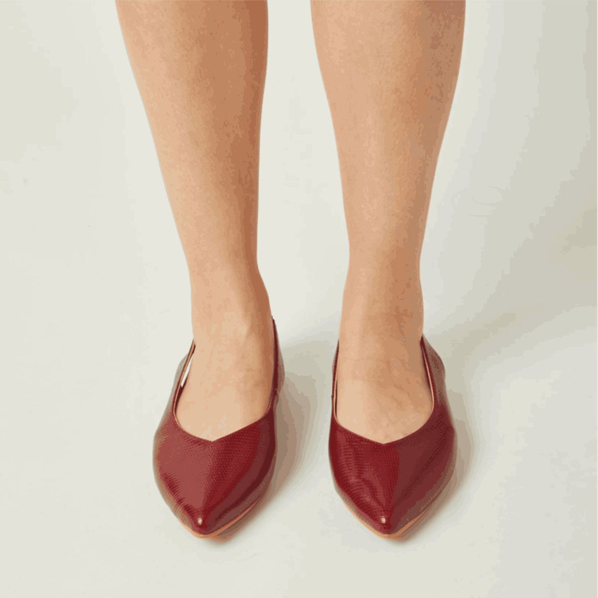 WHITE - Slingback Loli de cuero cherry red