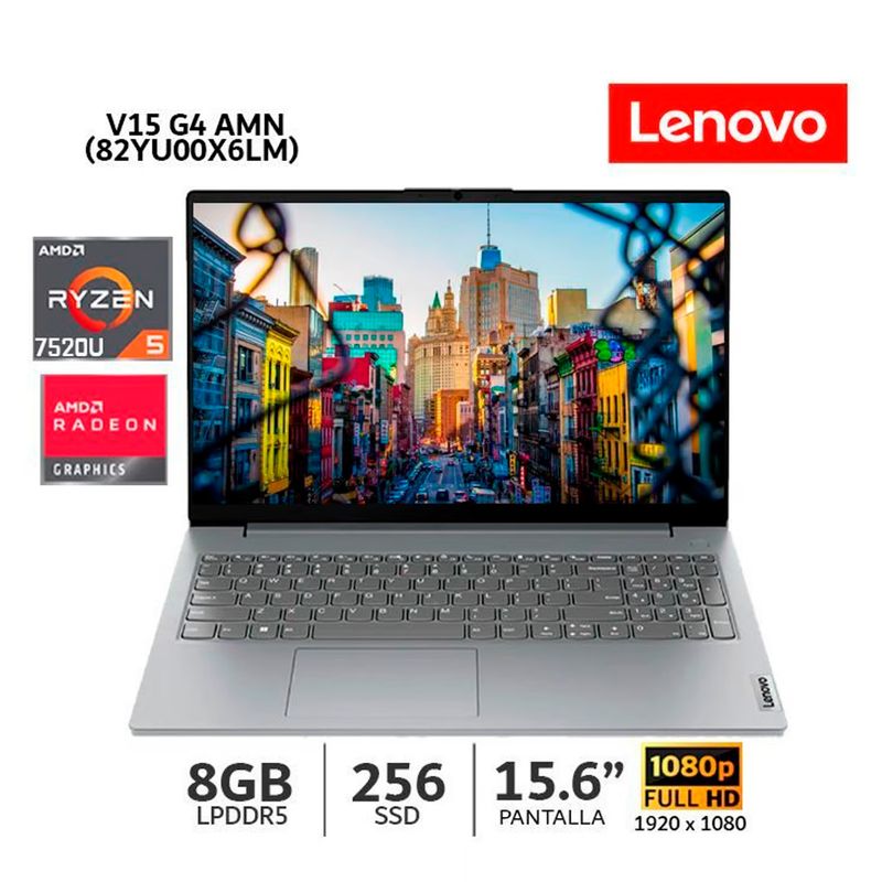 LENOVO - Laptop Lenovo V15 G4 AMN 15.6" FHD TN, AMD Ryzen 5 7520U 2 2.8 /4.3GHz, 8GB LPDDR5-4800