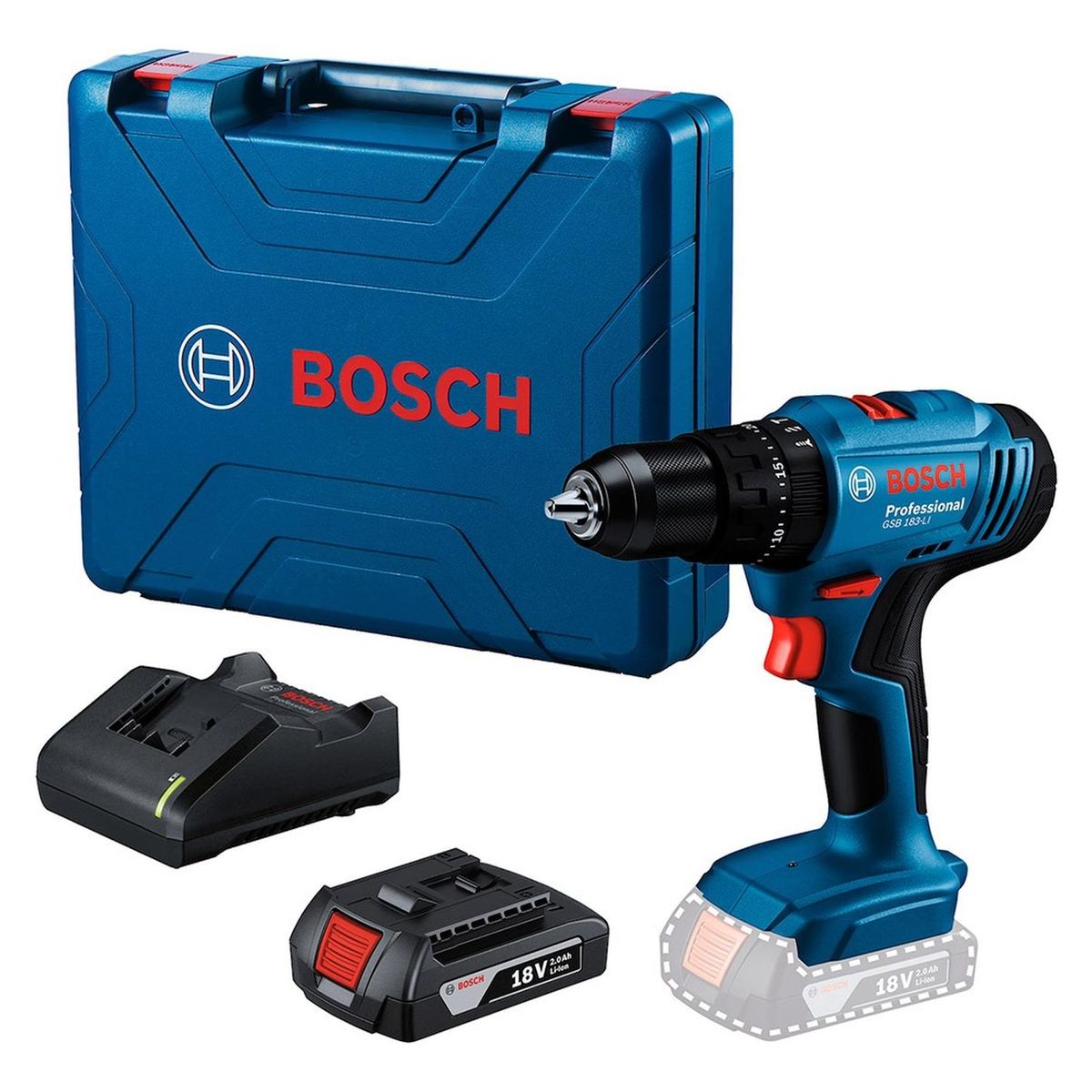 BOSCH - Taladro Atornillador Percutor Bosch GSB 183-LI 18V + batería