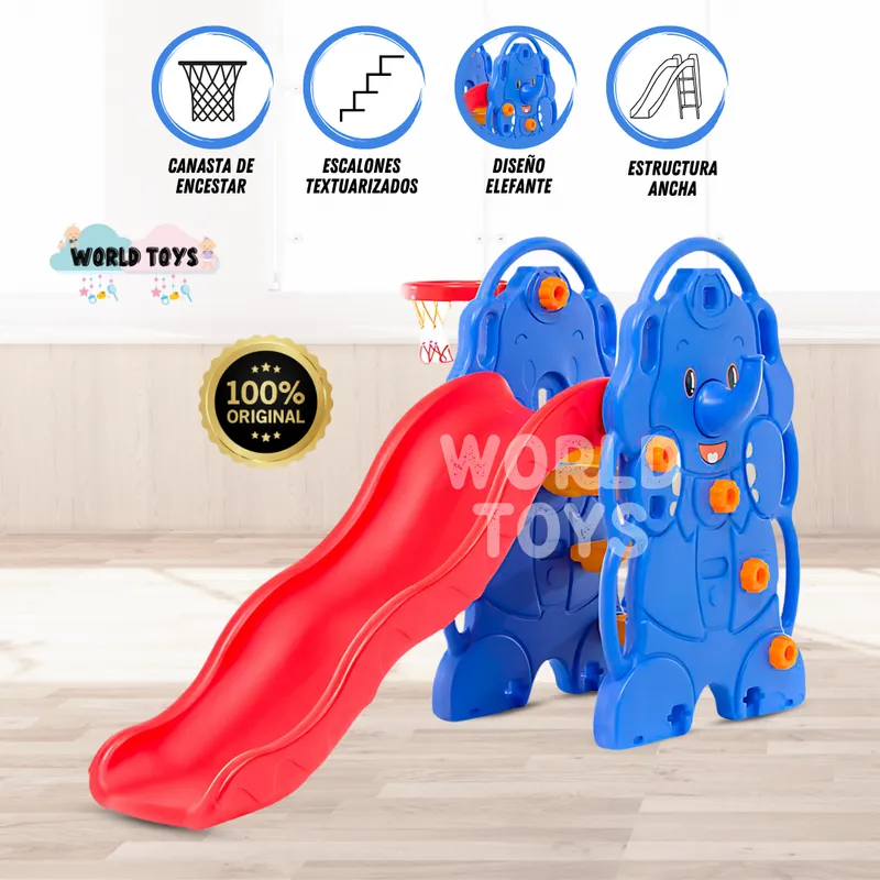 BABY KING - Tobogán para Niños «ELEPHAN» con Cesta Blue