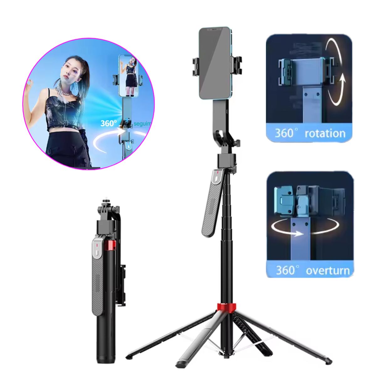 SEISA - Tripode Inteligente Selfie Stick Bluetooth Seguimiento 180m WEP-Q185
