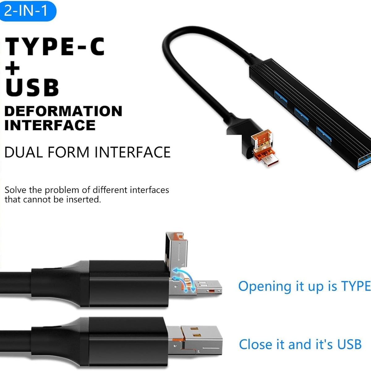 OEM - Adaptador Hub Usb - C Y Usb 3.1 - 4 En 2 Aluminio