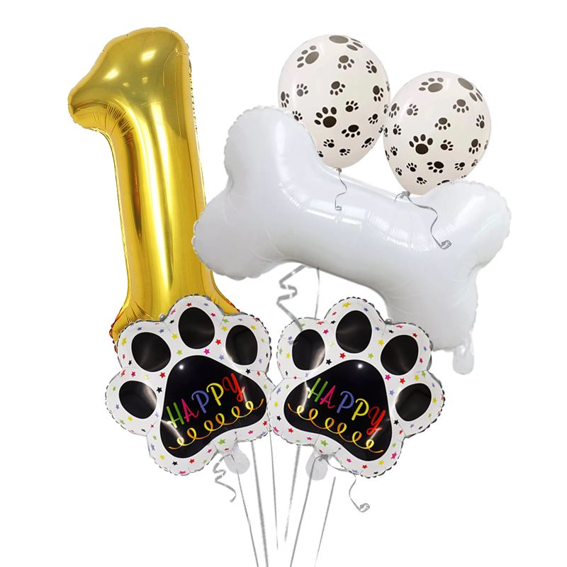 GENERICO - Set de globos de huellas con hueso para cumpleaños