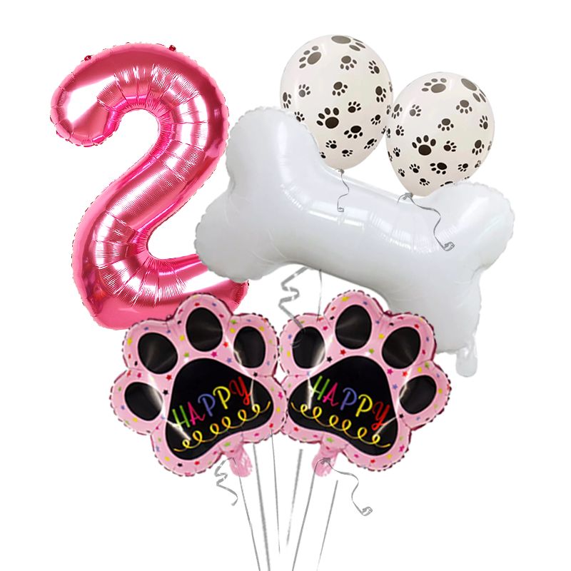 GENERICO - Set de globos de huellas con hueso para cumpleaños