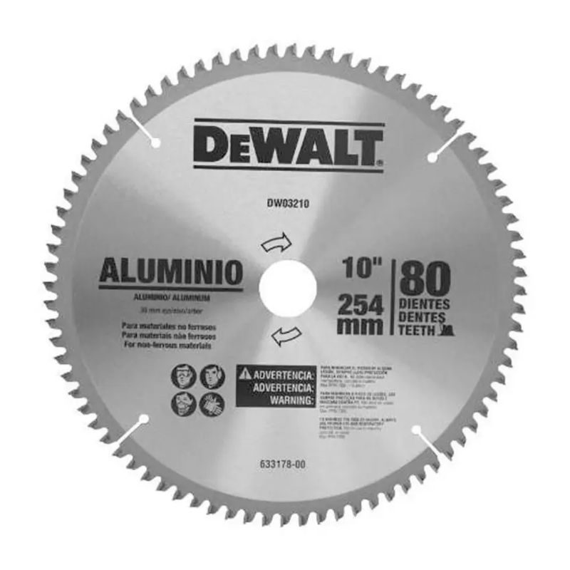 DEWALT - DISCO CARBURADO DENTADO CORTE ALUMINIO 10 X 80D ESTANDAR - DEWALT
